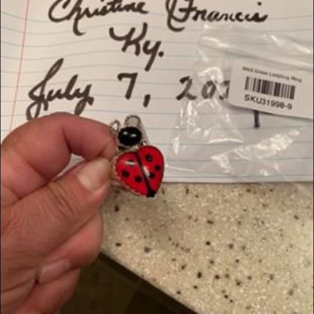 Sterling silver M&S Ladybug Ring size 9